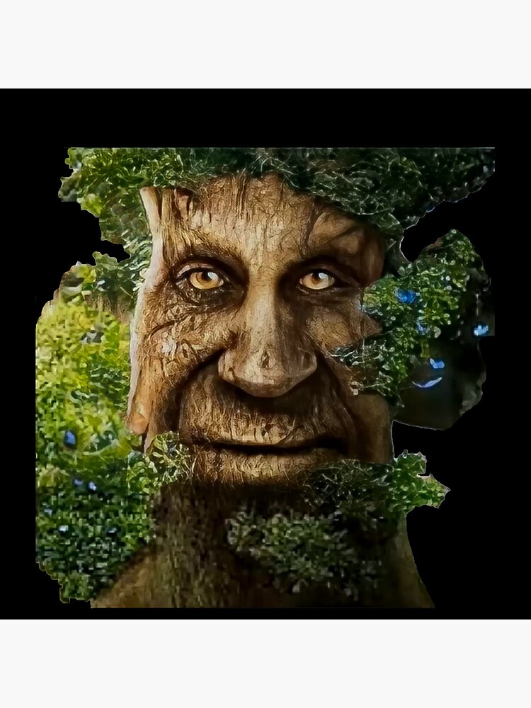 Wise Mystical Tree Face Old Mythical Oak Tree Funny Meme Button