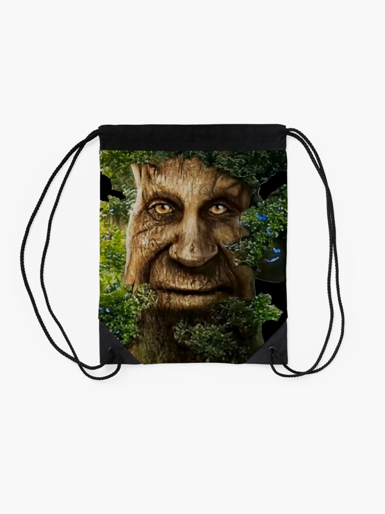 Wise Mystical Tree Face Old Mythical Oak Tree Funny Meme Drawstring Bag