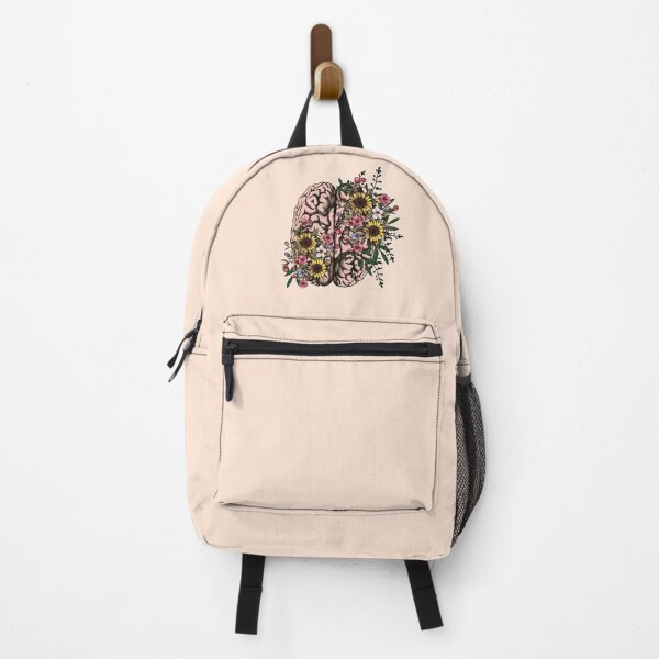 Item preview, Brain, leaves, pink flowers and sunflowers, Positivity, creativity, right hemisphere brain, health, Mental,  designed and sold by Collagedream.