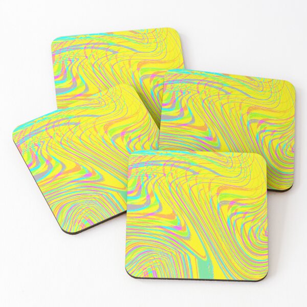 Item preview, Modern Liquid Swirl Abstract Pattern Square Vibrant Neon Yellow Multicolor Design designed and sold by theprintedclub.