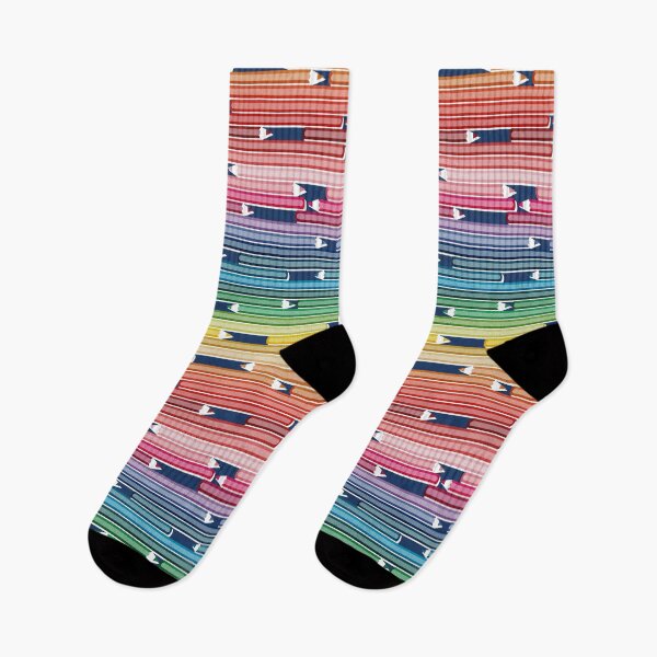Item preview, Colourful minds // navy background horizontal pencil stripes in rainbow colors designed and sold by SelmaCardoso.