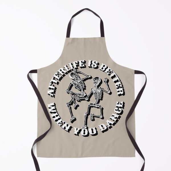 Item preview, Afterlife Is Better When You Dance, Cool Dancing Skeletons, White Shadow Font Taupe Background designed and sold by TrulyEpoque.