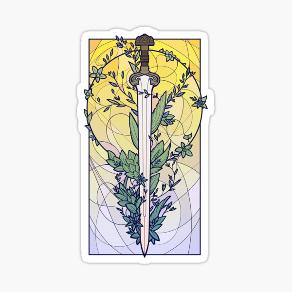 Sword of the Shieldmaiden Stained Glass Sticker