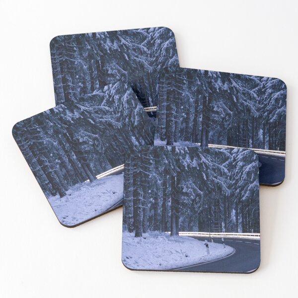 Item preview, Forest road at night in winter designed and sold by Montrepeneuer.