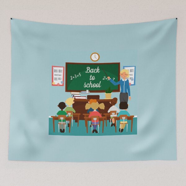Item preview, Back to School. Classroom with children. Teacher at the Blackboard. Educational Concept. Classrom Interior. Schoolers in Class.  designed and sold by ivector.