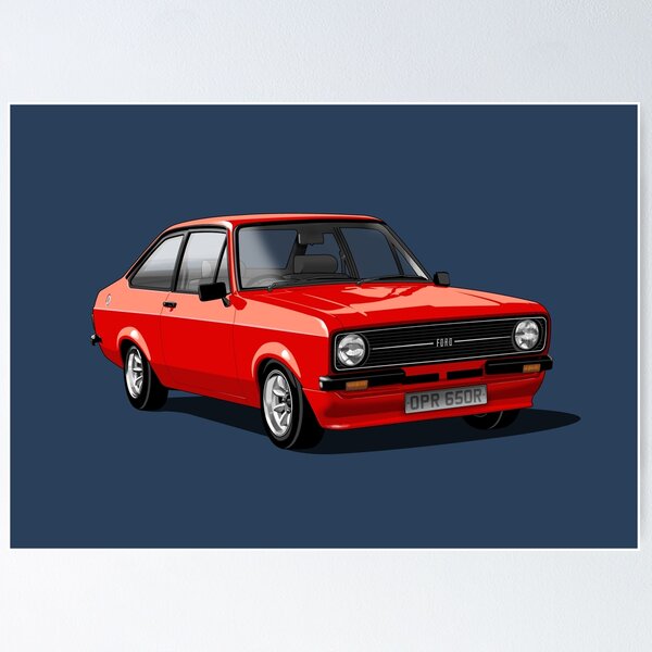 Vista previa del artículo con la obra «Ford Escort Mk 2 en rojo», diseñado y vendido por candc-retro.
