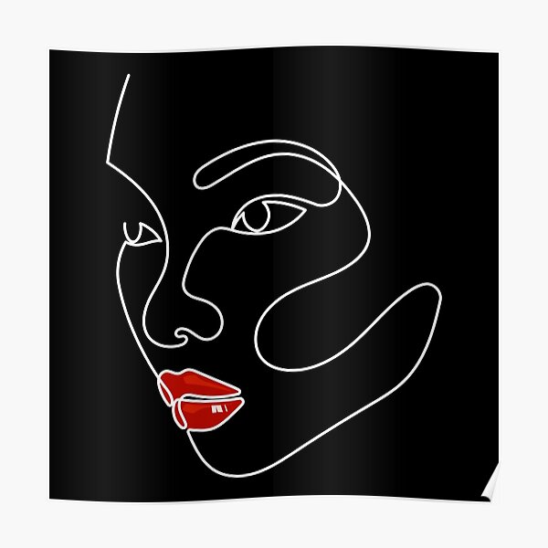 "Red One Line Drawing One Line Art Minimal Minimalist" Poster