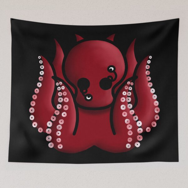 Item preview, red octopus with broken eyes for Halloween designed and sold by octo-PS.