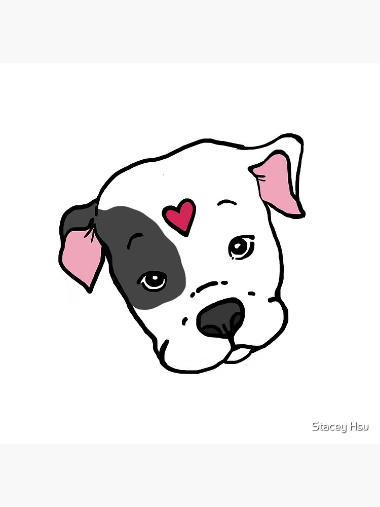 Gray White Sweet Pitbull Face With Heart Tote Bag By Nitesky13 Redbubble