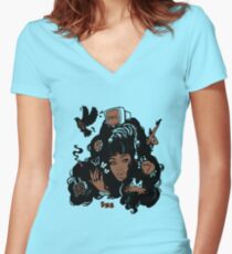 Sza Ctrl Alternate Album Art Women's Fitted V-Neck T-Shirt