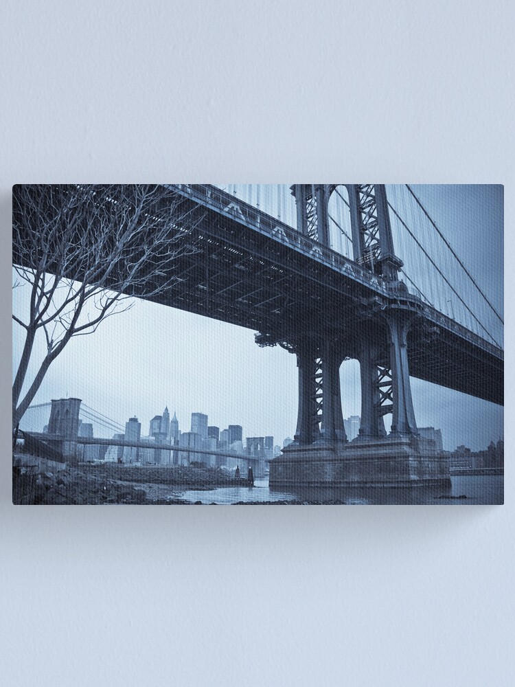 Alternate view of Manhattan Bridge and Brooklyn Bridge over East River. New York City. Canvas Print