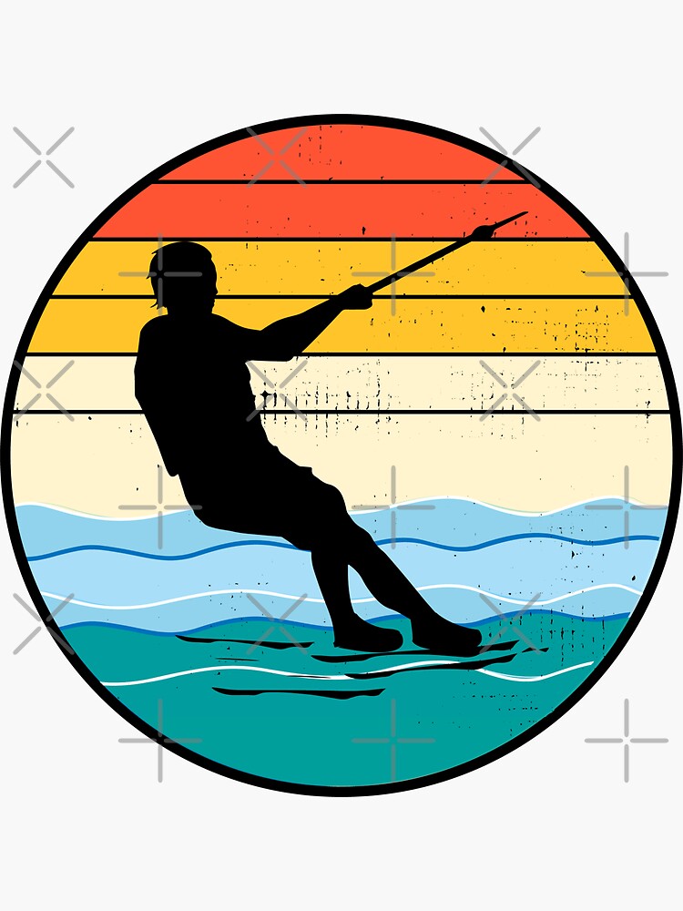 "Barefoot Waterskiing Freestyle Water Sport Vintage Retro" Sticker for