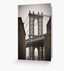 Empire State Building through arch of Manhattan Bridge Greeting Card