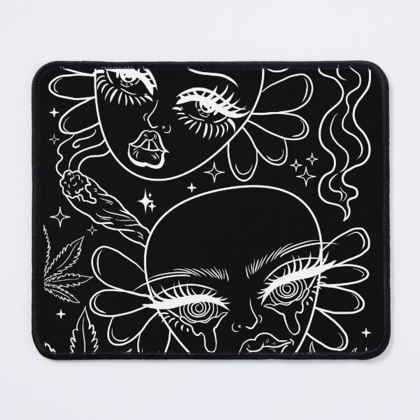 Item preview, Alien face and weed leaf, black and white art designed and sold by Nagn.
