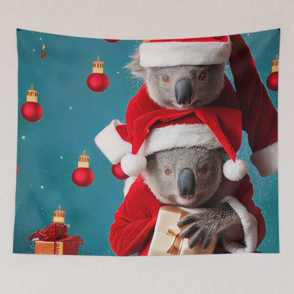 Item preview, Two Cute Christmas Koala Bear dressed as Santa with gifts and Christmas decorations. designed and sold by DigitalDreamArt.