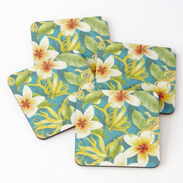Item preview, Lovely Vintage Pattern Watercolour Tropical Cananga Ylang Ylang and Frangipani designed and sold by Tina Veenstra.
