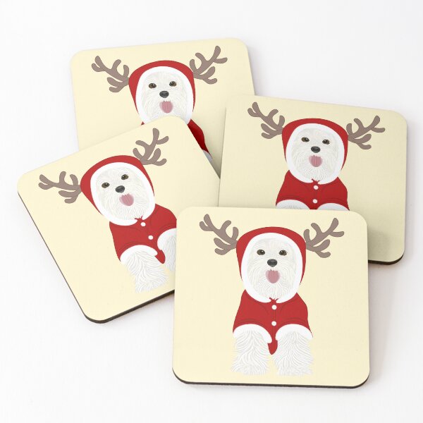 Item preview, White terrier dog in red santa claus suit designed and sold by CreaVisArt.