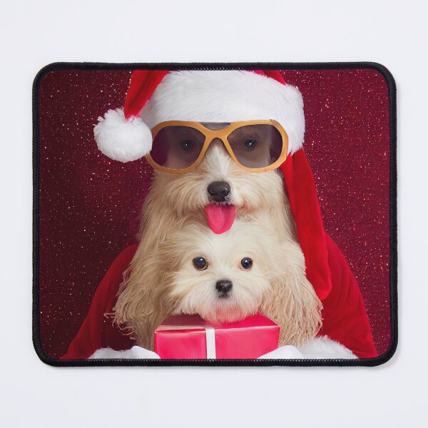 Item preview, Two Cute Christmas Santa dogs with sunglasses and gifts designed and sold by DigitalDreamArt.
