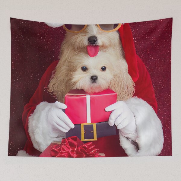Item preview, Two Cute Christmas Santa dogs with sunglasses and gifts designed and sold by DigitalDreamArt.