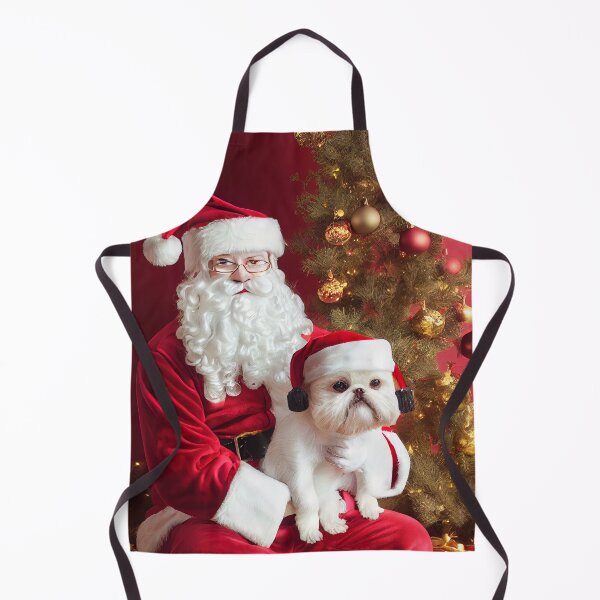 Item preview, Santa Clause with cute puppy with Christmas hat and Christmas tree in background designed and sold by DigitalDreamArt.