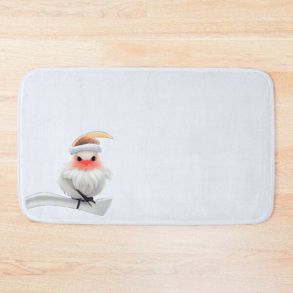 Item preview, Christmas fluffy bird in a Santa Claus hat sits on a snow designed and sold by KOTOdesign.
