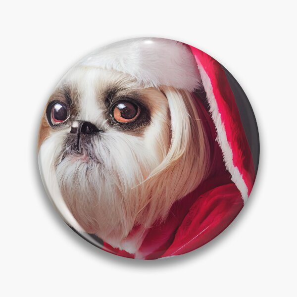 Item preview, Two cute dogs playing Santa Claus, Red Santa suit, big puppy eyes. designed and sold by DigitalDreamArt.