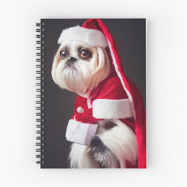 Item preview, Two cute dogs playing Santa Claus, Red Santa suit, big puppy eyes. designed and sold by DigitalDreamArt.