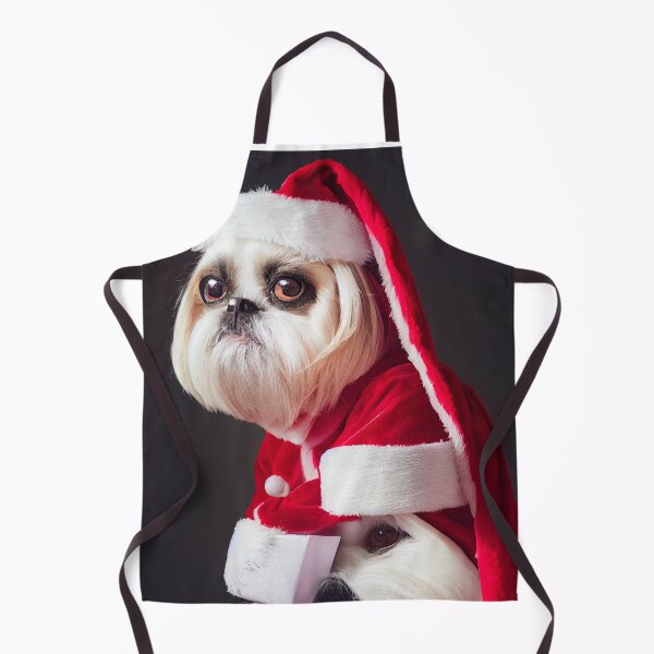 Item preview, Two cute dogs playing Santa Claus, Red Santa suit, big puppy eyes. designed and sold by DigitalDreamArt.