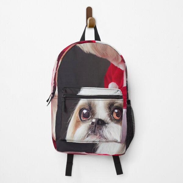 Item preview, Two cute dogs playing Santa Claus, Red Santa suit, big puppy eyes. designed and sold by DigitalDreamArt.