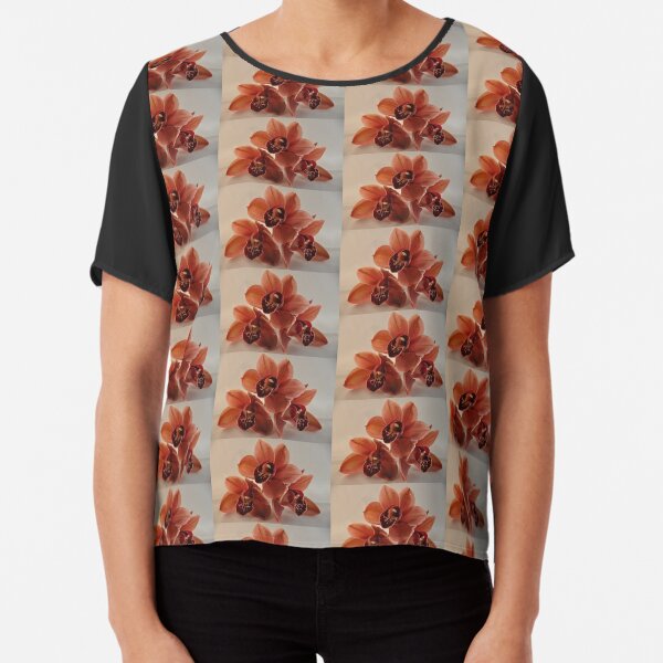 A Peach Orchid Bloom Pyramid Chiffon Top