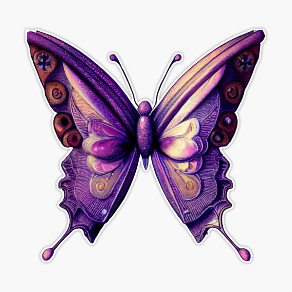 Purple butterfly Sticker for Sale by VikiKL  Purple butterfly, Aesthetic  stickers, Butterfly drawing