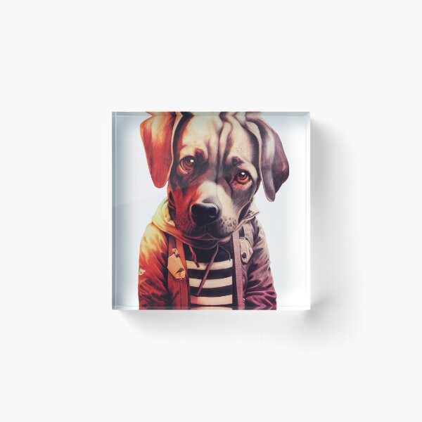 Item preview, Dog wearing black and white striped shirt and coat designed and sold by keyd-studio.