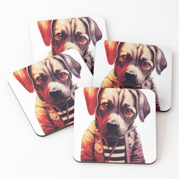 Item preview, Dog wearing black and white striped shirt and coat designed and sold by keyd-studio.