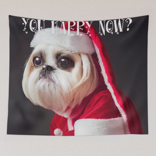 Item preview, A Funny sad dog dressed as Santa at Christmas. designed and sold by DigitalDreamArt.