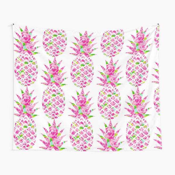 Pegatina Piña rosas rosadas Tela decorativa