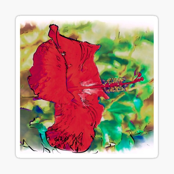 Red Hibiscus Flower Bloom Sticker