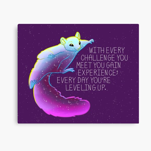 "Every Day You're Leveling Up" Flying Space Squirrel Canvas Print