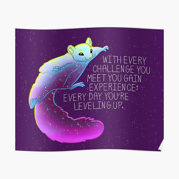 "Every Day You're Leveling Up" Flying Space Squirrel Poster