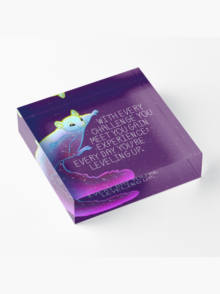Alternate view of "Every Day You're Leveling Up" Flying Space Squirrel Acrylic Block