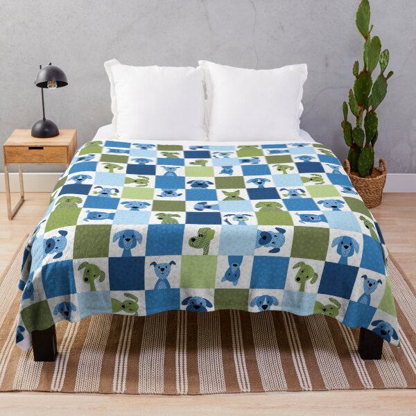 Item preview, Lovable Mutts Checkerboard - blue and green designed and sold by Shiny Happy World.