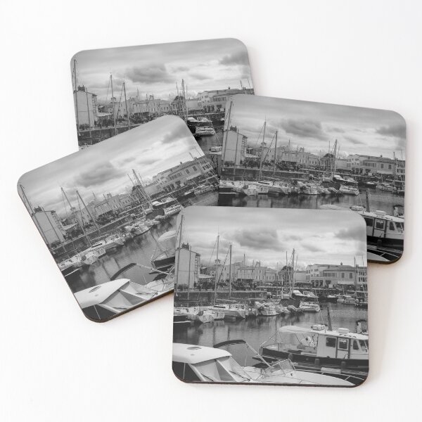 Item preview, View on the harbor of Saint-Martin-de-Ré in black and white designed and sold by FotoMahieu.