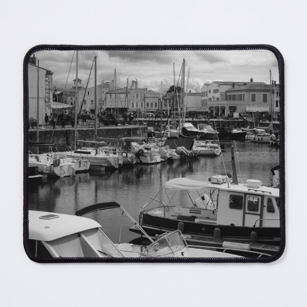 Item preview, View on the harbor of Saint-Martin-de-Ré in black and white designed and sold by FotoMahieu.