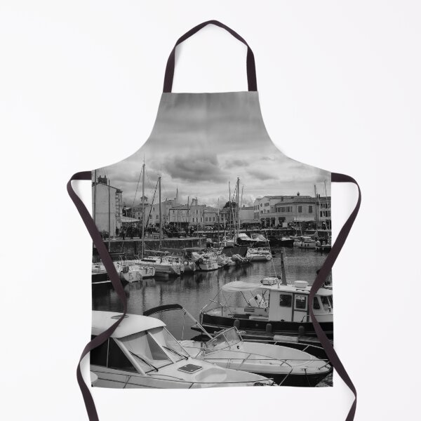 Item preview, View on the harbor of Saint-Martin-de-Ré in black and white designed and sold by FotoMahieu.