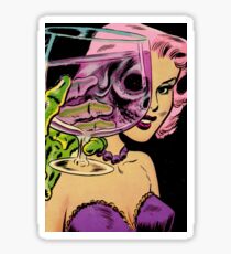 Pink hair skull girl with glass and monster Halloween monster Sticker