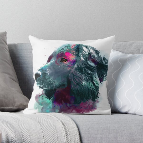 boykin spaniel watercolor pet portrait | Spade Throw Pillow