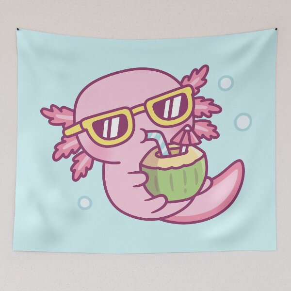 Item preview, Cute Axolotl Chilling With Coconut Water designed and sold by rustydoodle.