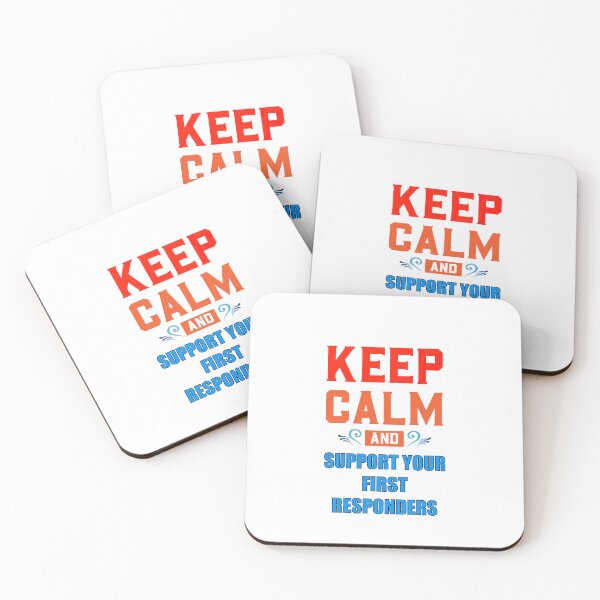 Item preview, KEEP CALM AND SUPPORT YOUR FIRST RESPONDERS RED AND BLUE designed and sold by sailorsam1805.
