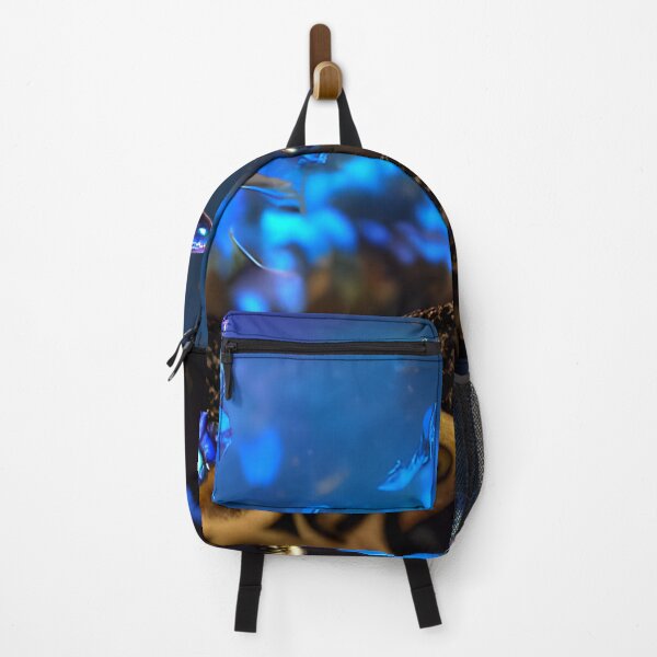 Item preview, blue glowing butterfly in night, in the woods, neon color #4 designed and sold by supeart.