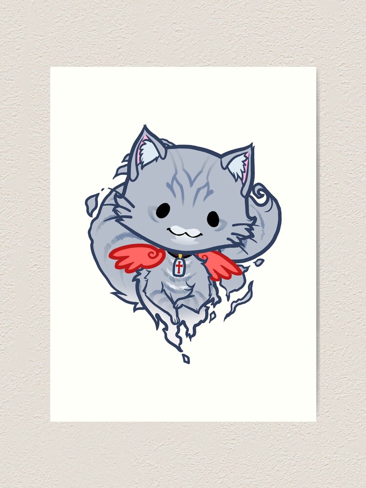 Impression Artistique Halloween Chibi Winged Kitty Chat Fantome Tigre Gris Par Ghostfire Redbubble