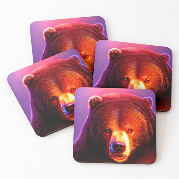 Item preview, portrait of bear boss in neon light #2 designed and sold by supeart.